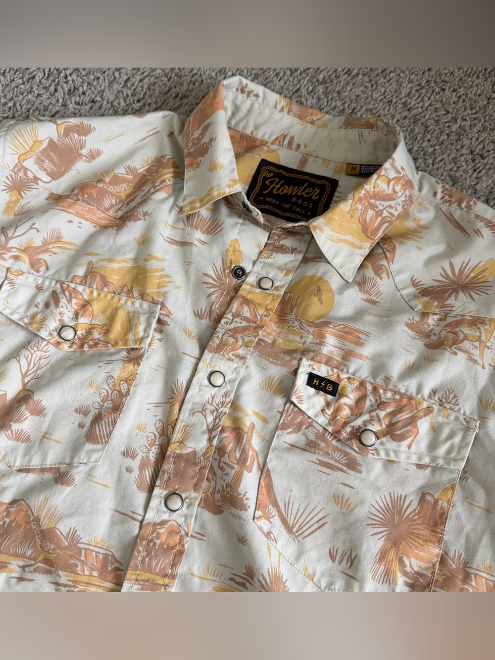 Howler Bros Coyote Pattern Button Down Short Sleeve Snapshirt